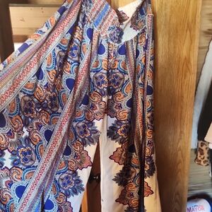EARTHBOUND Blue and Orange Wide Leg Pants